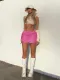 Sexy Solid Color Drawstring Pleated Skirt YD-005