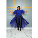 Plus Size See-through Mesh Patchwork Half Sleeve Cake Dress QYXZ-9104