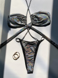 Solid Color Cross Tie Up One Piece Swimsuit CASF-6634