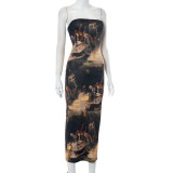 Sexy Tube Tops Printed Slim Midi Dress GDSF-M23DS220
