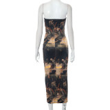 Sexy Tube Tops Printed Slim Midi Dress GDSF-M23DS220