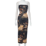 Sexy Tube Tops Printed Slim Midi Dress GDSF-M23DS220