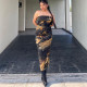 Sexy Tube Tops Printed Slim Midi Dress GDSF-M23DS220