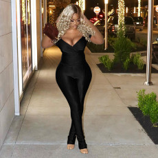 Off Shoulder V-neck  Slim Casual Sports Two Piece Set ME-8491