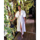 Pllus Size Solid Color Lantern Sleeve Cardigan Long Shirt QYXZ-9946