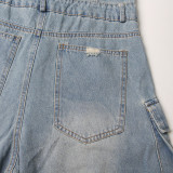 Tube Tops Multi-pocket Denim Jumpsuit GACF-DJU202677