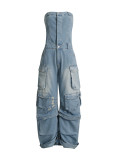 Tube Tops Multi-pocket Denim Jumpsuit GACF-DJU202677
