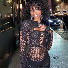 Sexy Hollow Out Lace Tight Knit Romper XEF-W22Q25125