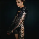 Sexy Hollow Out Lace Tight Knit Romper XEF-W22Q25125