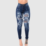 Fashion High Waist Holes Pencil Jeans GXJF-Amy33-207sj28
