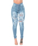 Fashion High Waist Holes Pencil Jeans GXJF-Amy33-207sj28