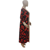 Plus Size Print Long Sleeve Knit Coat GRNH-8078
