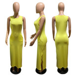 Sexy Sleeveless Vest Knit Maxi Dress GRNH-28510