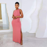 Sexy Sleeveless Vest Knit Maxi Dress GRNH-28510