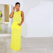 Sexy Sleeveless Vest Knit Maxi Dress GRNH-28510