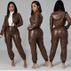 Fashion Slim PU Leather Two Piece Pants Set GRNH-RNH2823