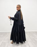 Plus Size Loose Long Sleeve Solid Maxi Dress GRNH-RNH28187