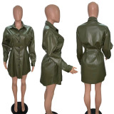 Padded Leather Ruched Midi Dress GRNH-RNH9233