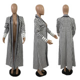 Plus Size Print Long Sleeve Knit Coat GRNH-8078