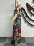 Print Loose Short Sleeve Wide Leg Pants 2 Piece Set NY-10710