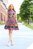 Sexy Print Sleeveless Hollow Out Midi Dress NY-10717