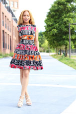 Sexy Print Sleeveless Hollow Out Midi Dress NY-10717