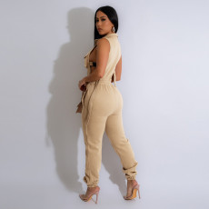Sexy Zipper Sleeveless Slim Jumpsuit DDF-88225