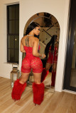 Lace Mesh Tube Top Nightclub Romper DDF-88226