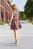 Sexy Print Sleeveless Hollow Out Midi Dress NY-10717