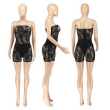 Lace Mesh Tube Top Nightclub Romper DDF-88226