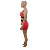 Print Vest Shorts Yoga Two Piece Set QXTF-8852