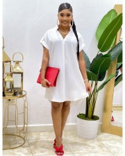 V Neck Short Sleeve Solid Shirt Dress NY-10721