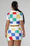 Contrast Color High Waist Two Piece Skirt Set GDYF-6687
