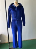 Velvet Coat Pants Two Piece Set GLXF-9837