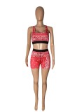 Print Vest Shorts Yoga Two Piece Set QXTF-8852