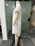 V Neck Short Sleeve Solid Shirt Dress NY-10721