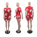 Casual Print Short Sleeve Shorts Sport 2 Piece Set QKYF-71393