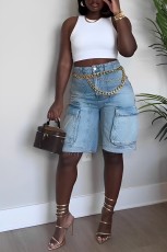 Casual Holes Denim Five Pointed Pants OD-8592