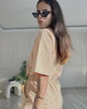Short Sleeve Loose Tie Up Two Piece Short Set SSNF-211410