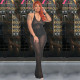 Solid Color Halter Backless Two Piece Pants Set QXTF-0009