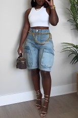 Casual Holes Denim Five Pointed Pants OD-8592