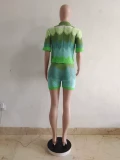 Knit Short Sleeve Shorts Casual Two Piece Set GCNF-0216