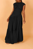 Solid Color Sleeveless Wrinkled Loose Maxi Dress BGN-301