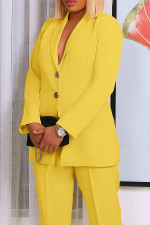 Solid Color Long Sleeve Blazer Two Piece Pants Set BGN-309