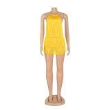 Sexy Tassel Halter Backless Romper AIL-202