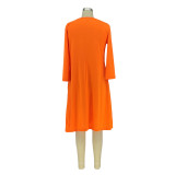 Letter Print Long Sleeve T Shirt Dress AIL-173