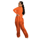 Solid Color Tassel Slim Pant AIL-225