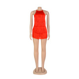 Sexy Tassel Halter Backless Romper AIL-202