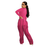 Solid Color Tassel Slim Pant AIL-225