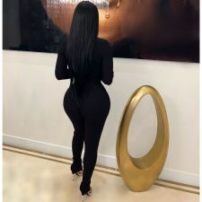 Fashion Hot Drill Long Sleeve Sport 2 Piece Pants Set AIL-260